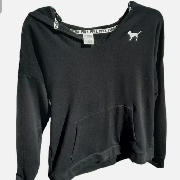 VS PINK Pullover Hooded Sweater Criss Cross Shoulders - Size XSmall - VGC - Picture 1 of 5